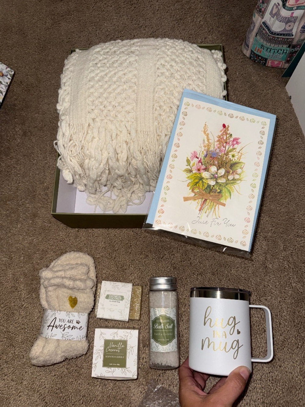 Specially For You Gift Set (Blanket candle soap tumbler bath salt card & socks)